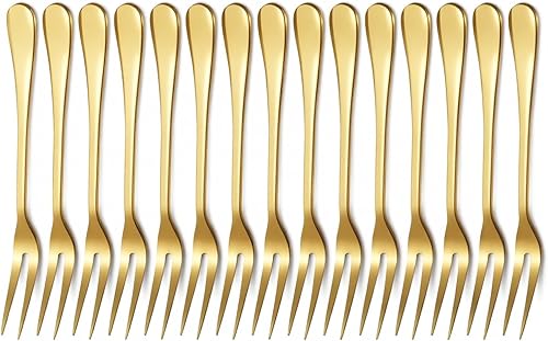 Miniatura 13 de Tenedores de acero inoxidable de cangrejo, tenedor Escargot de 2 puntas, tenedores de aperitivos portátiles para ensalada de cóctel, tenedores