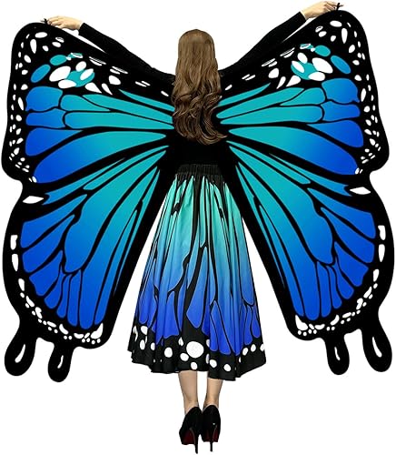 Miniatura 2 de Tibeha Alas de mariposa de Halloween para mujer, disfraz de doble cara con máscara y diadema de antena para adultos