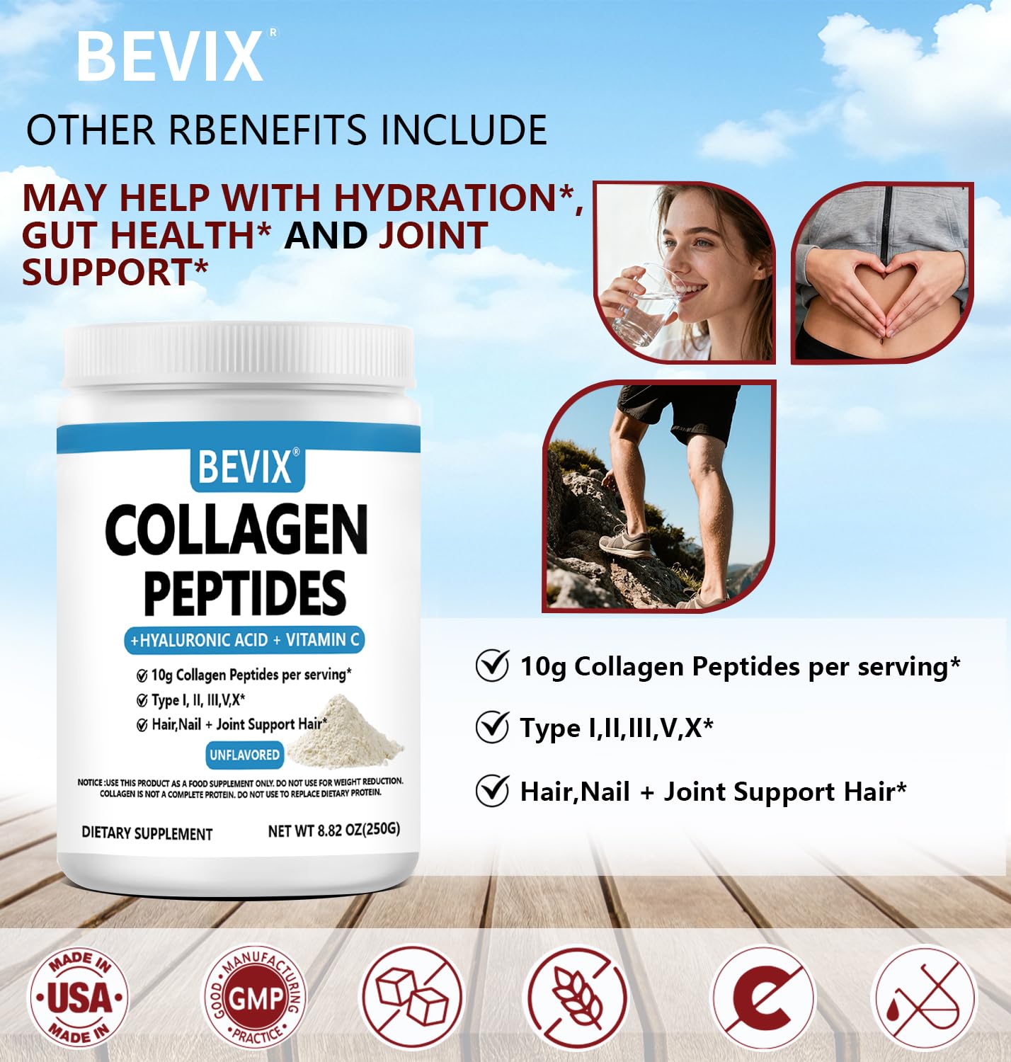 Collagen Peptides Powder Advanced I, II, III, V, X Substitute — Amazon image 2