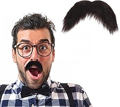 WLLHYF Pack of 2 Moustache Self-Adhesive Funny Fake Beard Realistic Moustache for Gluing False Moustaches Face Beard for Halloween Christmas Party Cosplay Accessories