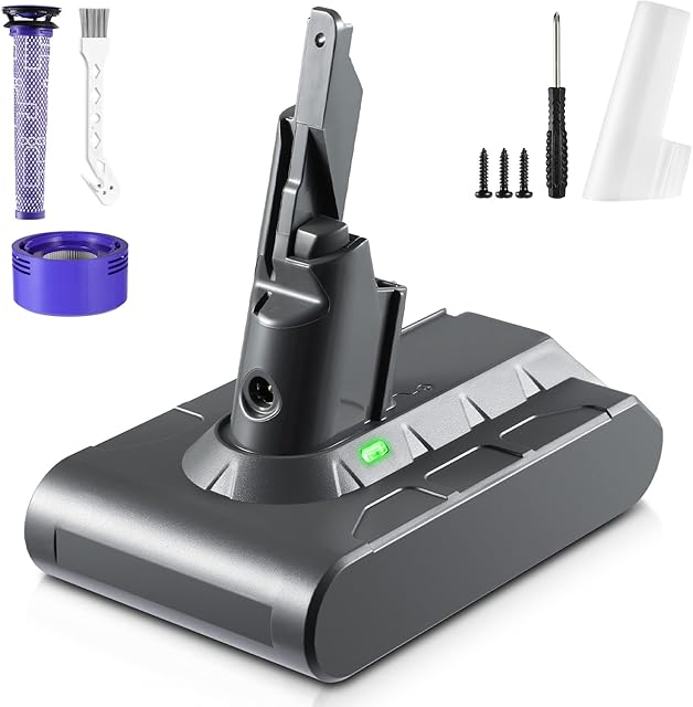 Lachy Dyson V7 Battery Replacement, 21.6V Upgraded Replace Battery for V7 Series SV11, V7 motorhead, V7Animal, V7Trigger, V7 Fluffy, V7 Mattress V7 Absolute Vacuum Cleaner with 2 Filters and Brush