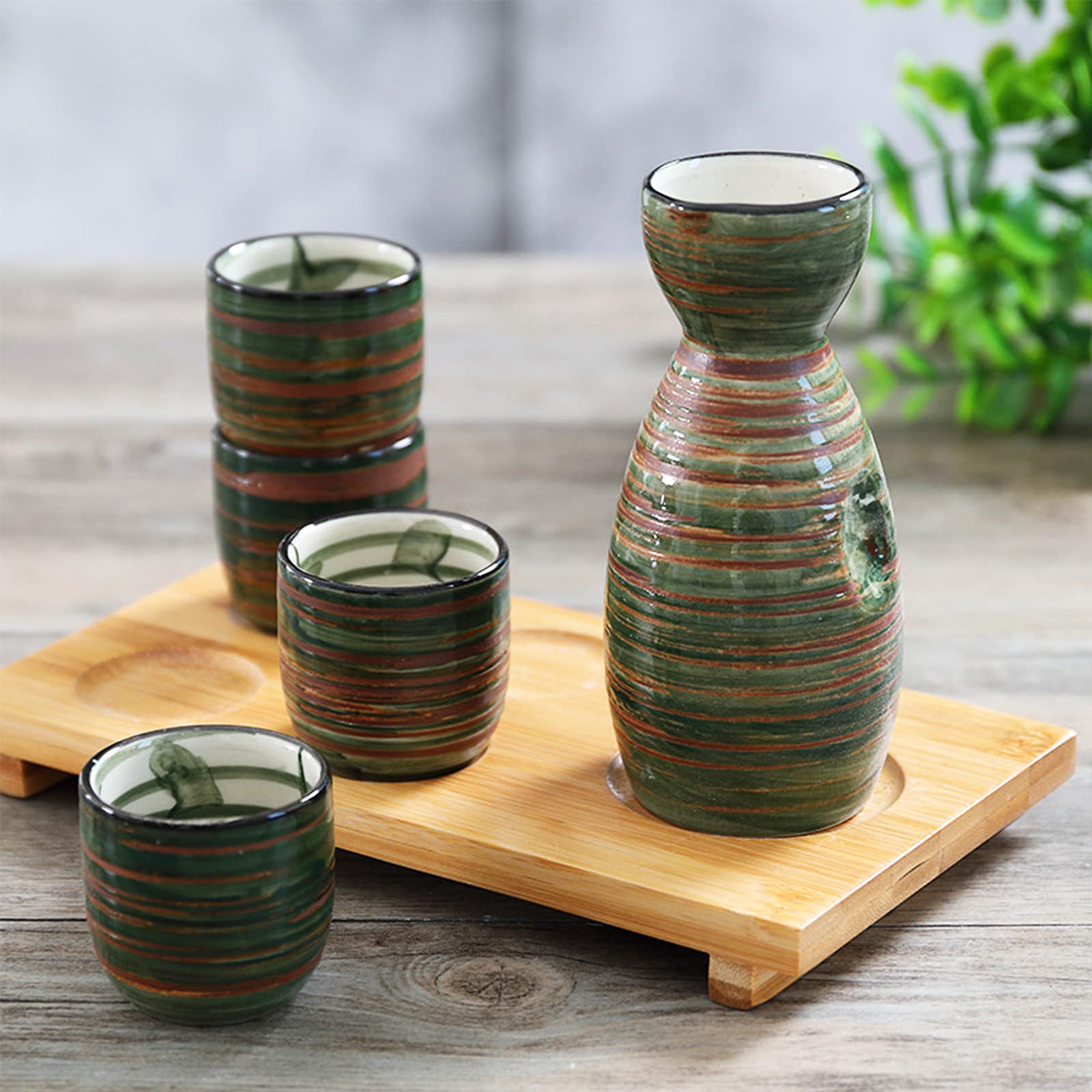 5 Pezzi Tradizionale Set di Sake, Set di Sake Tradizionale Ceramica, per Ristoranti, Case, Taverne, ECC (Colore)