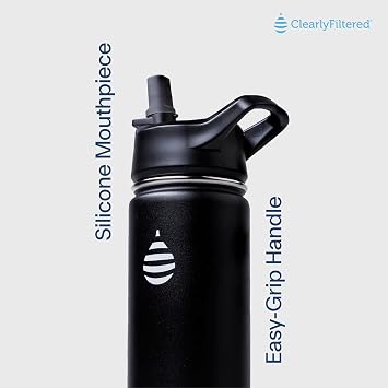 Clearly Filtered Water Bottle | Targets/Removes 200+ Contaminants, Double-Wall Insulated Stainless Steel, BPA/BPS Free, Phthalate Free, Filters Flouride Leads Chlorine (20oz, Sage Gray)