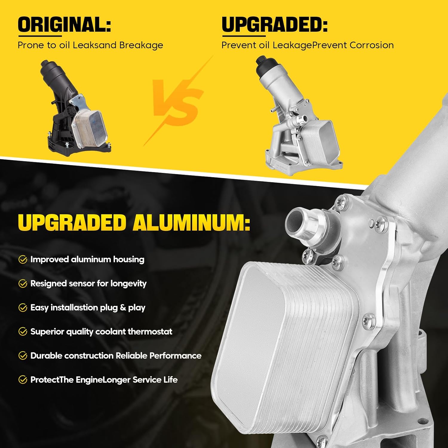 11428596283 Aluminium Oil Filter Housing Assembly Compatible with 2017-2022 BMW 230i 330i GT 330e 430i 530e 530i 740e xDrive X3 X4 Oil Cooler