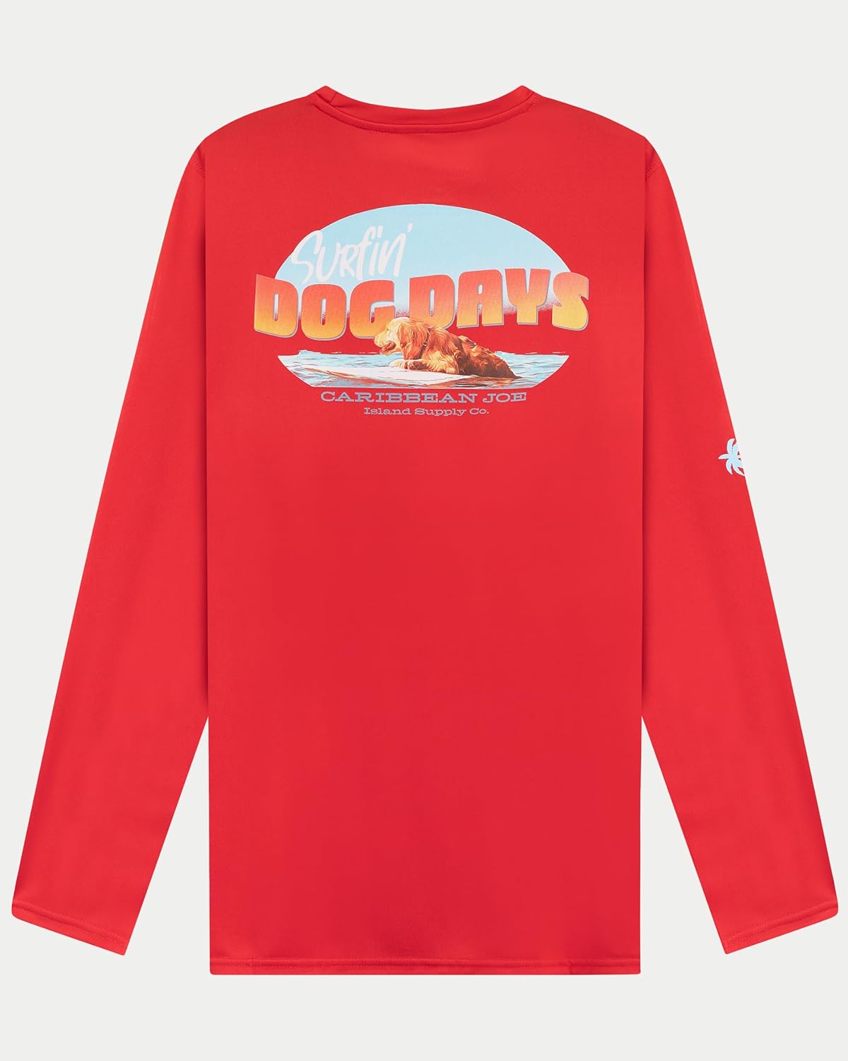 Caribbean Joe Men's Men's Rash Guard, Surfin' Dog Long Sleeve Sun Protection Swim Shirt, Beach and Fishing T-Shirt Top