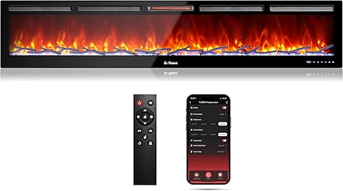 Miniatura 6 de TURBRO Chimenea eléctrica infrarroja inteligente WiFi de 72 pulgadas con sonido crepitante y llama realista, calentador de cuarzo de 1500 W,