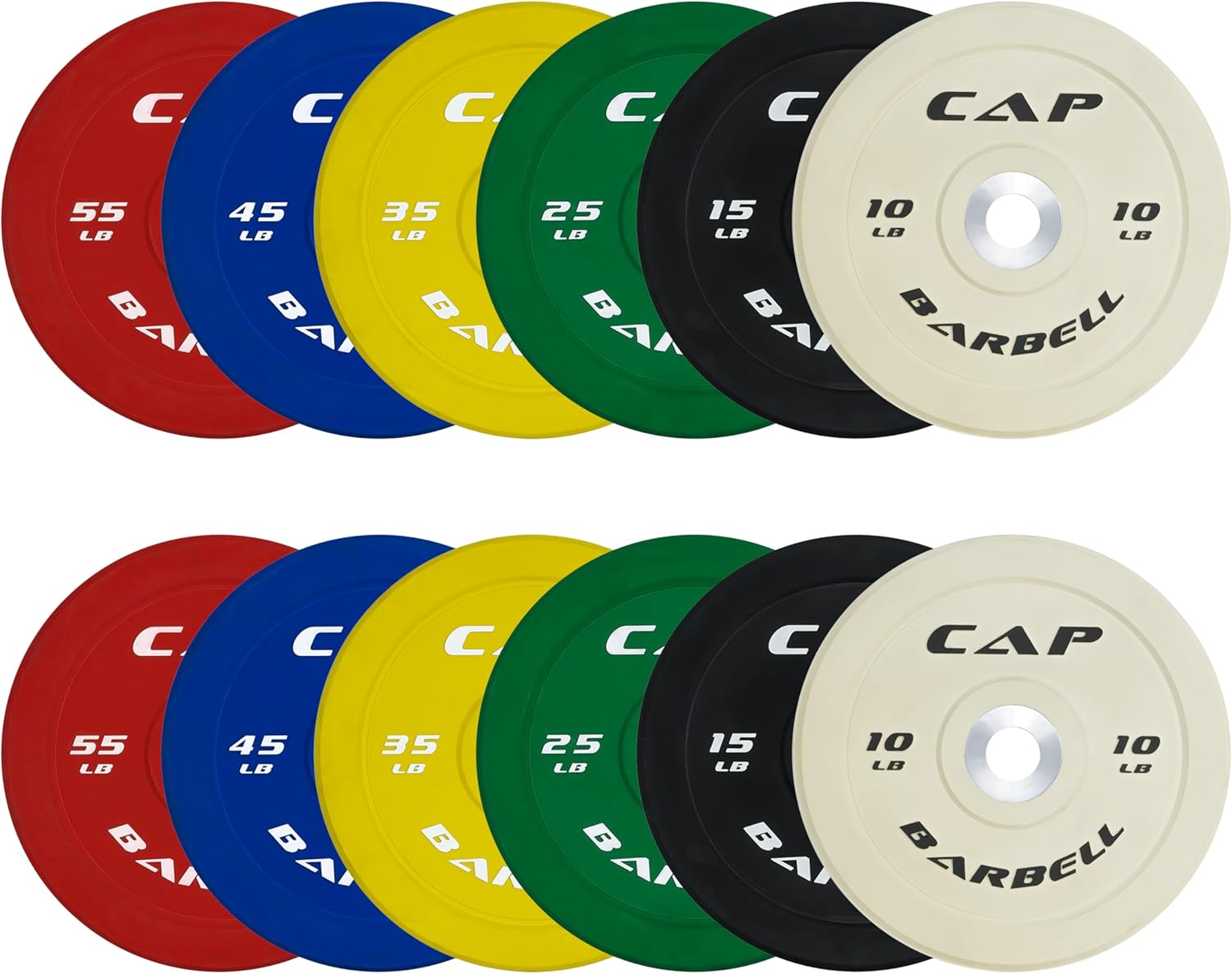 CAP Barbell 2-Inch Olympic Bumper Plate Weight Set with 6 Post Rack | 100-370 lbs | Multiple Options CAP Barbell 2-Inch Olympic Bumper Plate Weight Set with 6 Post Rack | 100-370 lbs | Multiple Options