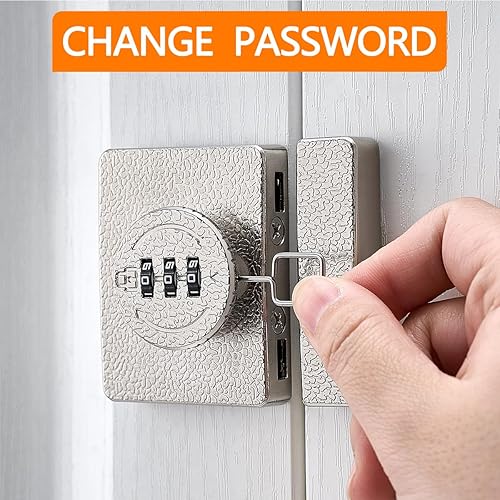 Miniatura 4 de Cerradura plateada para gabinete, contraseña de 3 dígitos sin llave, cerradura mecánica anti-forzado con contraseña, protege la privacidad, para