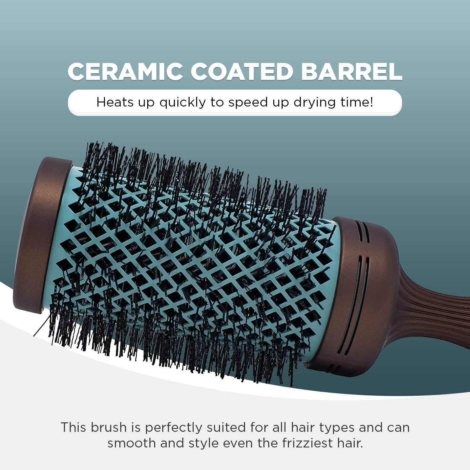 Spornette Ion Fusion 3 inch Round Brush With Thermal Ceramic Barrel And Ion-charged Anti Static Nylon Bristles For Blow Drying, Blow-outs, Curling, Styling, And Smoothing All Types Of Hair Textures