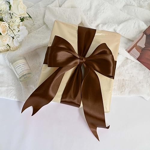 Miniatura 360 de Cinta de satén rosa polvoriento de doble cara de 1/4 pulgadas x 50 yardas, cintas de poliéster polvorientas para envolver regalos, cinta de tela