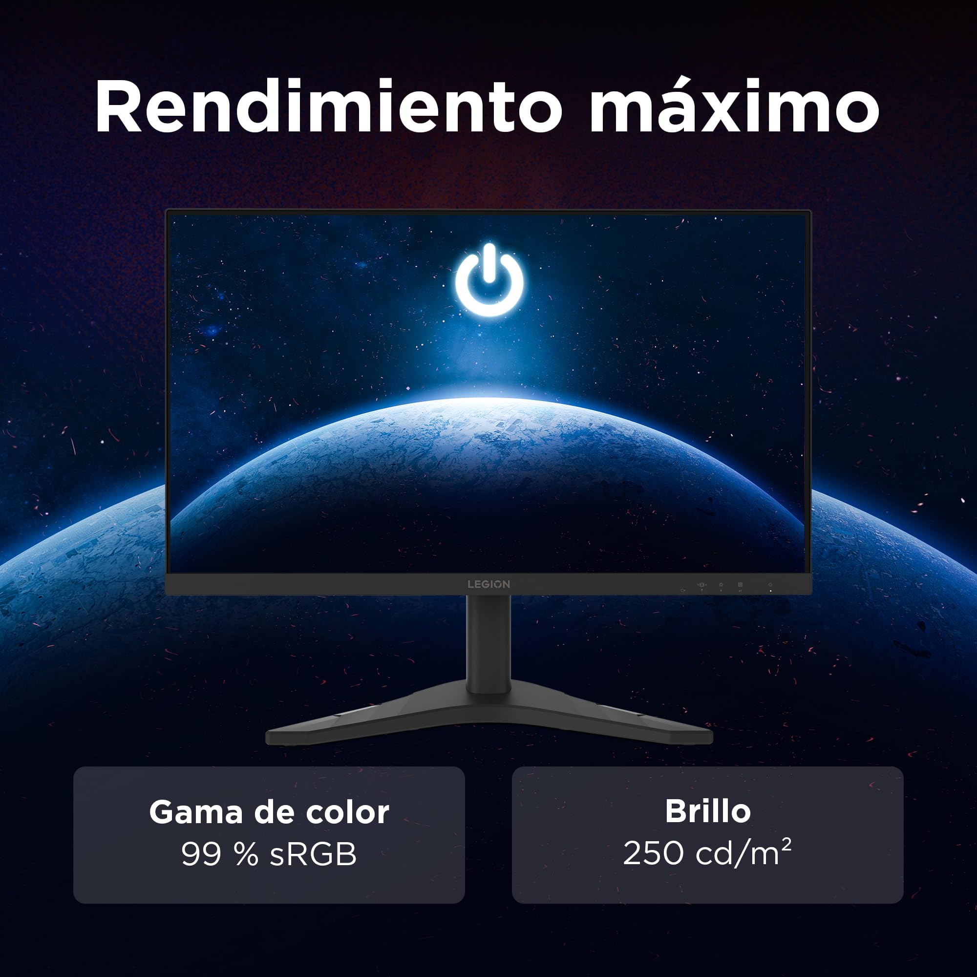 Lenovo Legion R24s - Monitor Gaming FHD 23.8" (IPS, Tasa de Refresco 144 Hz, Tiempo de Respuesta 1ms MPRT, 16:9, HDMI 2.1 + DP 1.2, VESA MediaSync - AMD FreeSync, Soporte Inclinable) - Negro