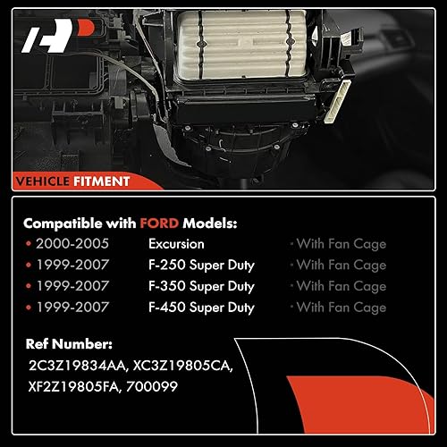 Miniatura 3 de A-Premium Motor soplador de calefactor HVAC con rueda compatible con Ford Excursion 2000-2005, F-250 Super Duty, F-350 Super Duty, F-450 Super Duty,