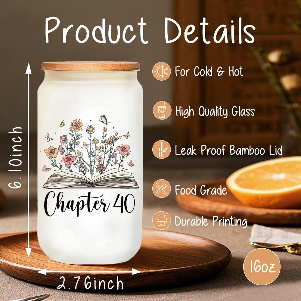 40th Birthday Gifts for Her - 40 Year Old Glass Cup Birthday Decorations for Women, Funny 40 Bday Gifts Idea for Women, Friends, Daughter, Sister, Mom - Turning 40th Present-91 - Image 2