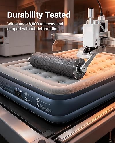 Miniatura 9 de iDOO - Colchón de aire tamaño Queen con bomba integrada, colchón inflable elevado de 18 pulgadas, cama de aire portátil de cuatro cámaras mejorada,