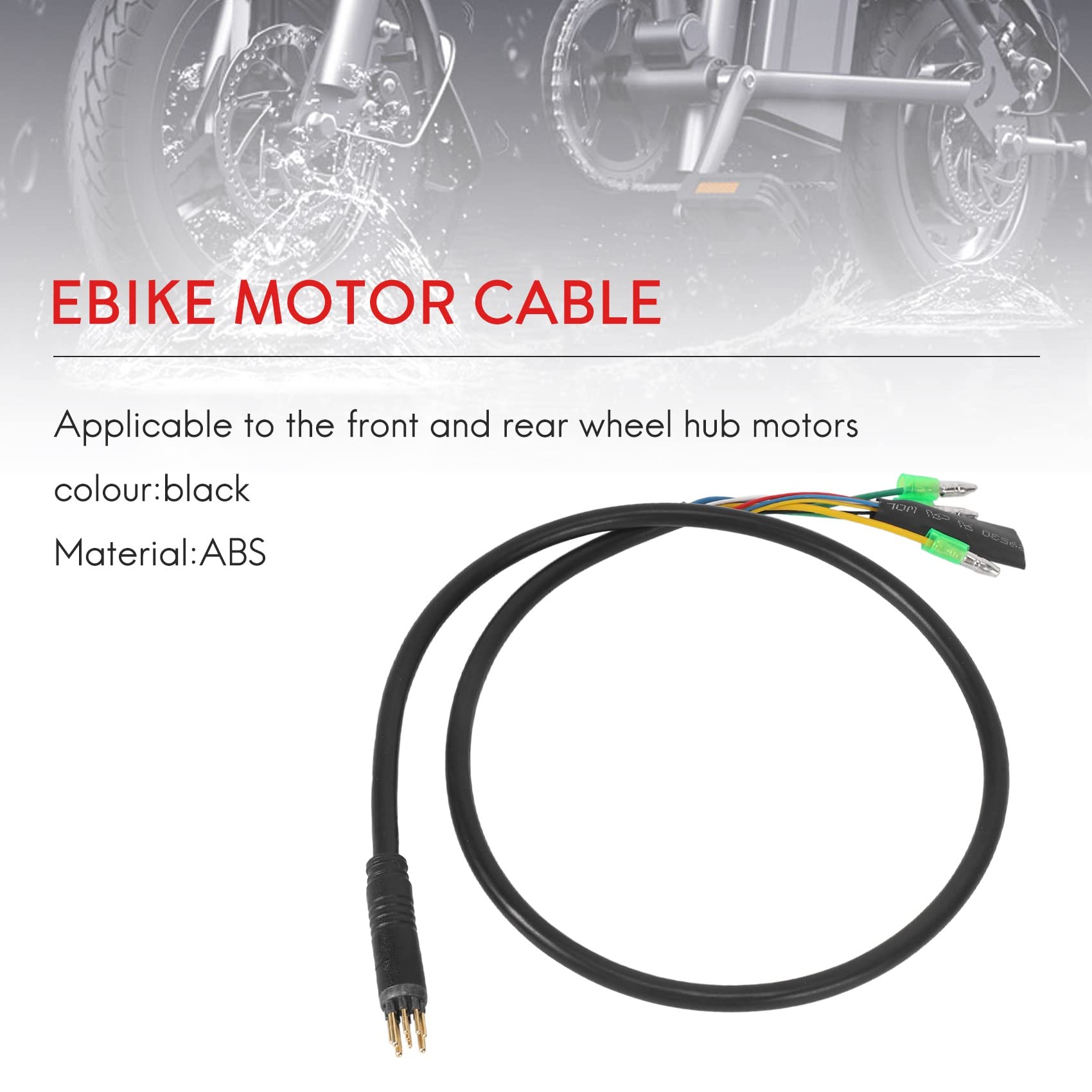 Jrifedptry 1 cavo di prolunga impermeabile per motore a 9 pin per bici elettrica da 60 cm, connettore impermeabile per mozzo ruota anteriore e posteriore
