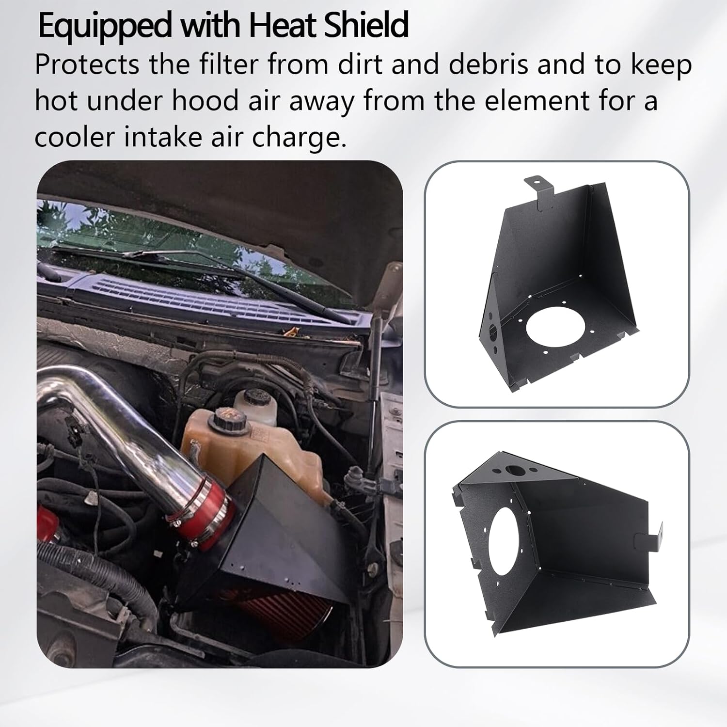 Cold Air Intake Kit Compatible with 12-14 Ford F150 3.5 V6 EcoBoost Heat Shield Cold Air Intake Kit Reusable Dry Air Filter High Flow Intake System