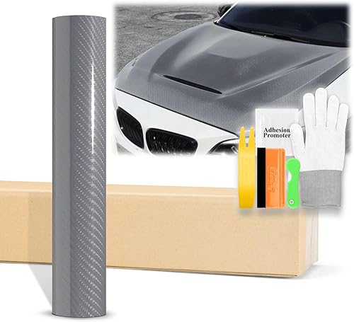 Adhesivo revestidor de vinilo muy brillante de fibra de carbono 7D prémium con juego de herramientas, lámina de calcomanía con tecnología de
