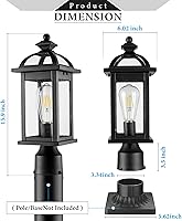 Vista 3 de Darkaway Luces de poste para exteriores, postes de iluminación al aire libre, luces de poste de aluminio impermeables con vidrio, luces de poste