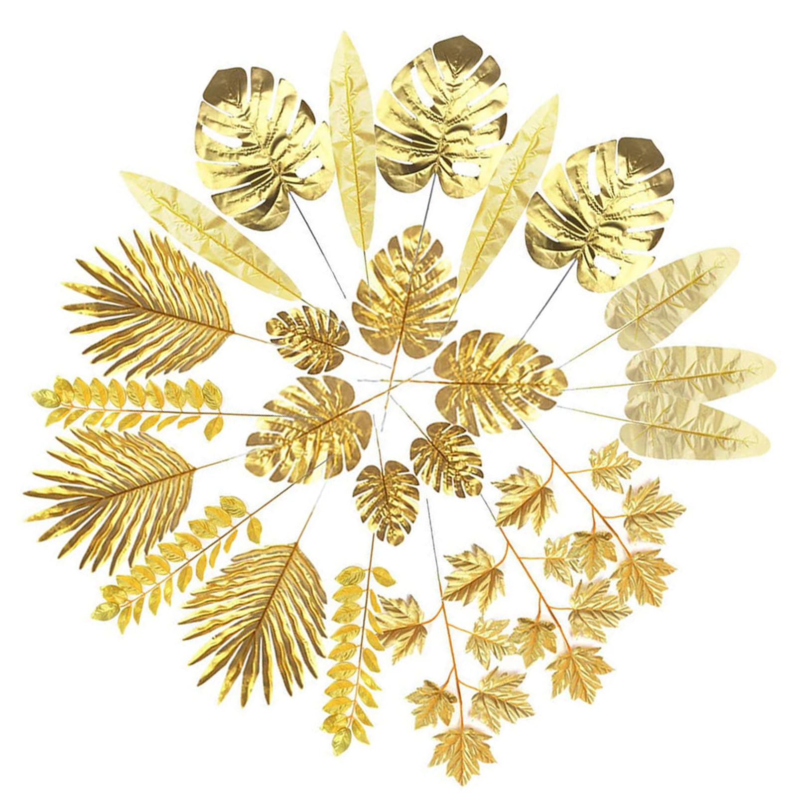 Tsophreniq Realistic Gold/Silver Artificial Leaves Decoration for Sophisticated Party Theme Scrapbooking and Flower Arrangements Artificial Leaves