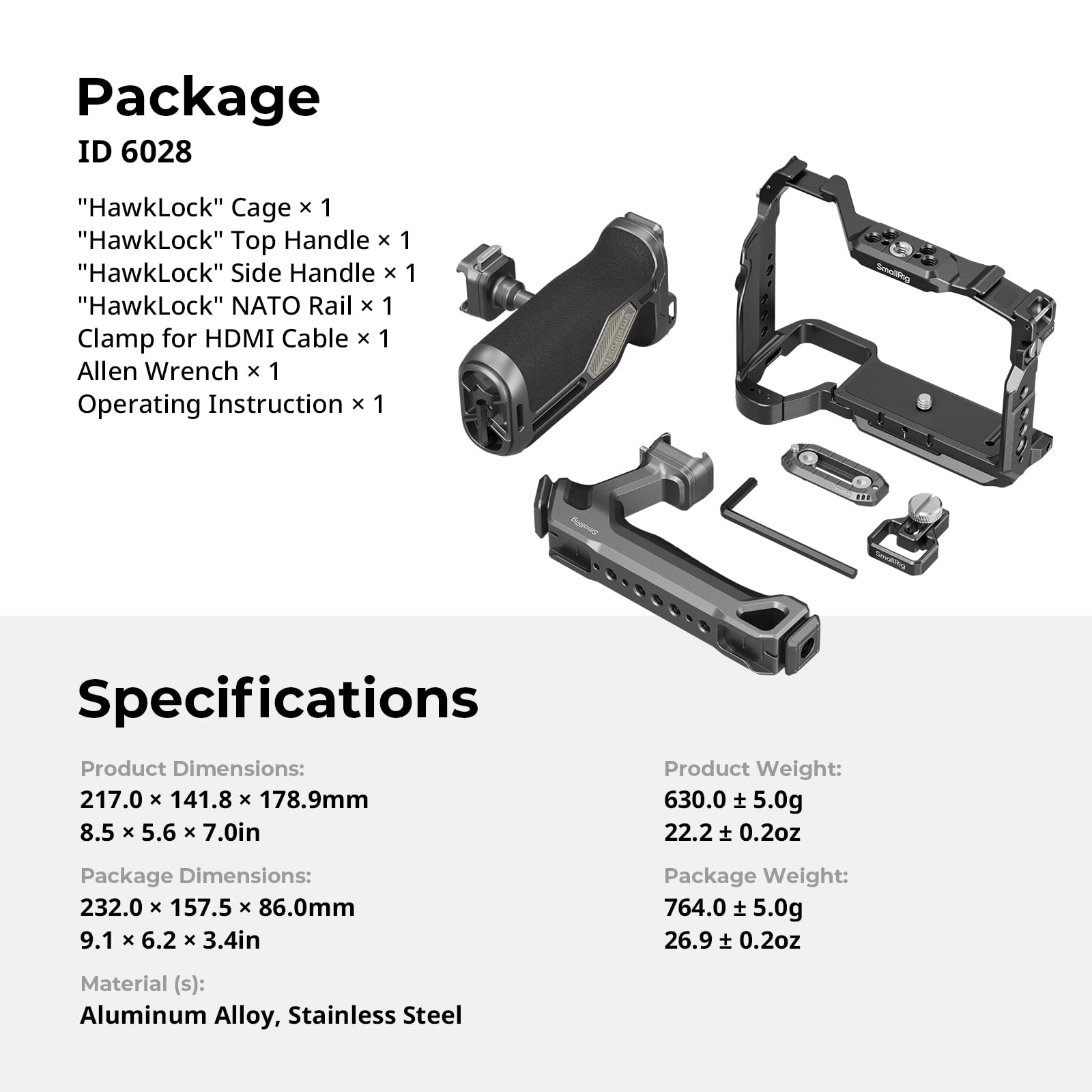 SmallRig Kit gabbia HawkLock Advanced per Sony Alpha 7 V / 7R V / 7 IV 6028