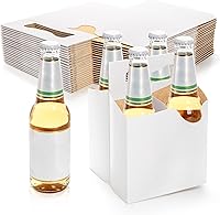 Okllen 20 Pack 4-Bottle Cardboard Drink Carriers, 12oz Beer Soda Holders, Foldable Portable Carriers with Handles