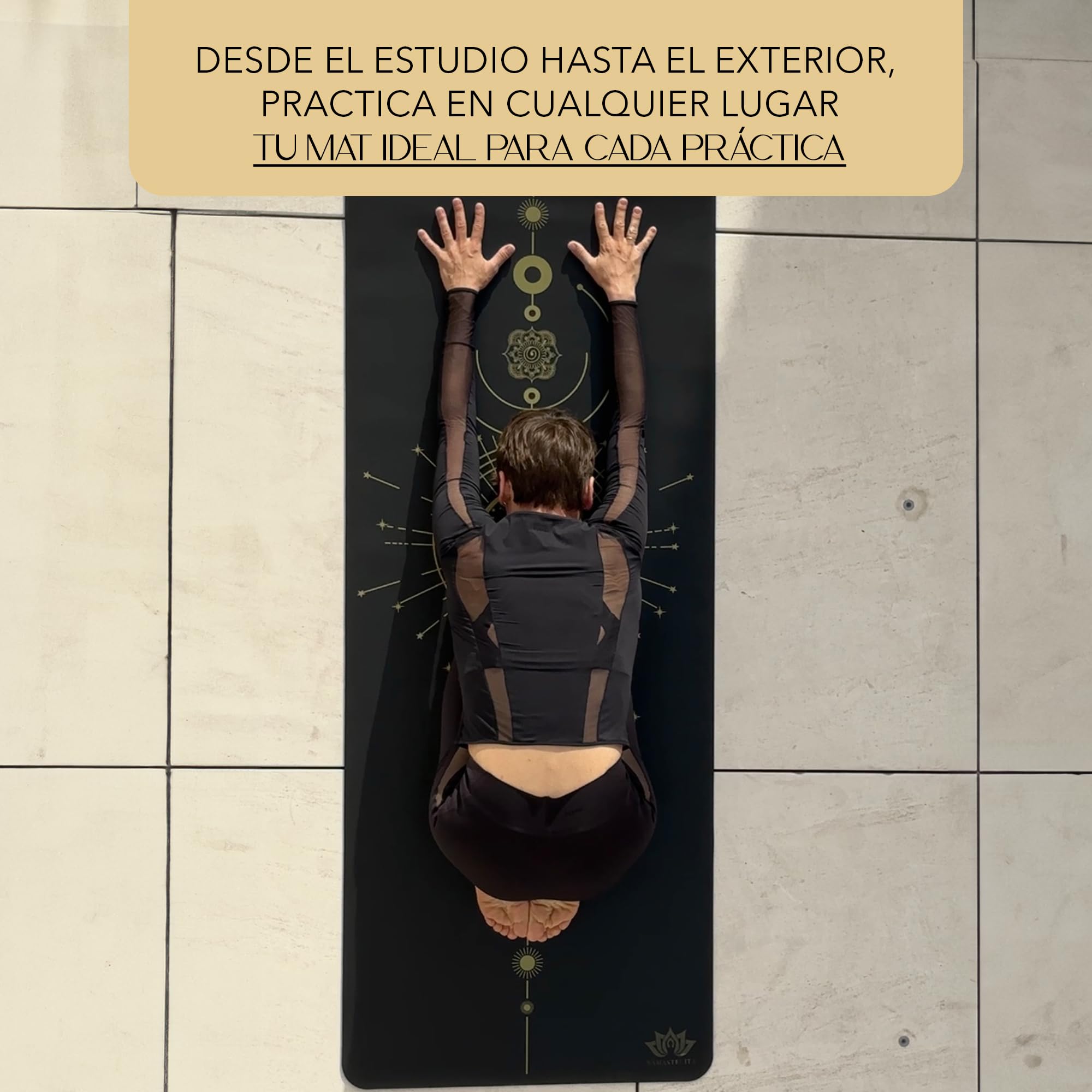 Yoga Mat, Edición Dorada Energía, Esterilla de yoga antideslizante, Materiales ecologicos, Colchoneta para pilates y yoga, incluye bolsa de transporte