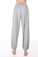 Vista 2 de Pantalones de algodón para mujer, elásticos, suaves, para yoga, deportes Gris
