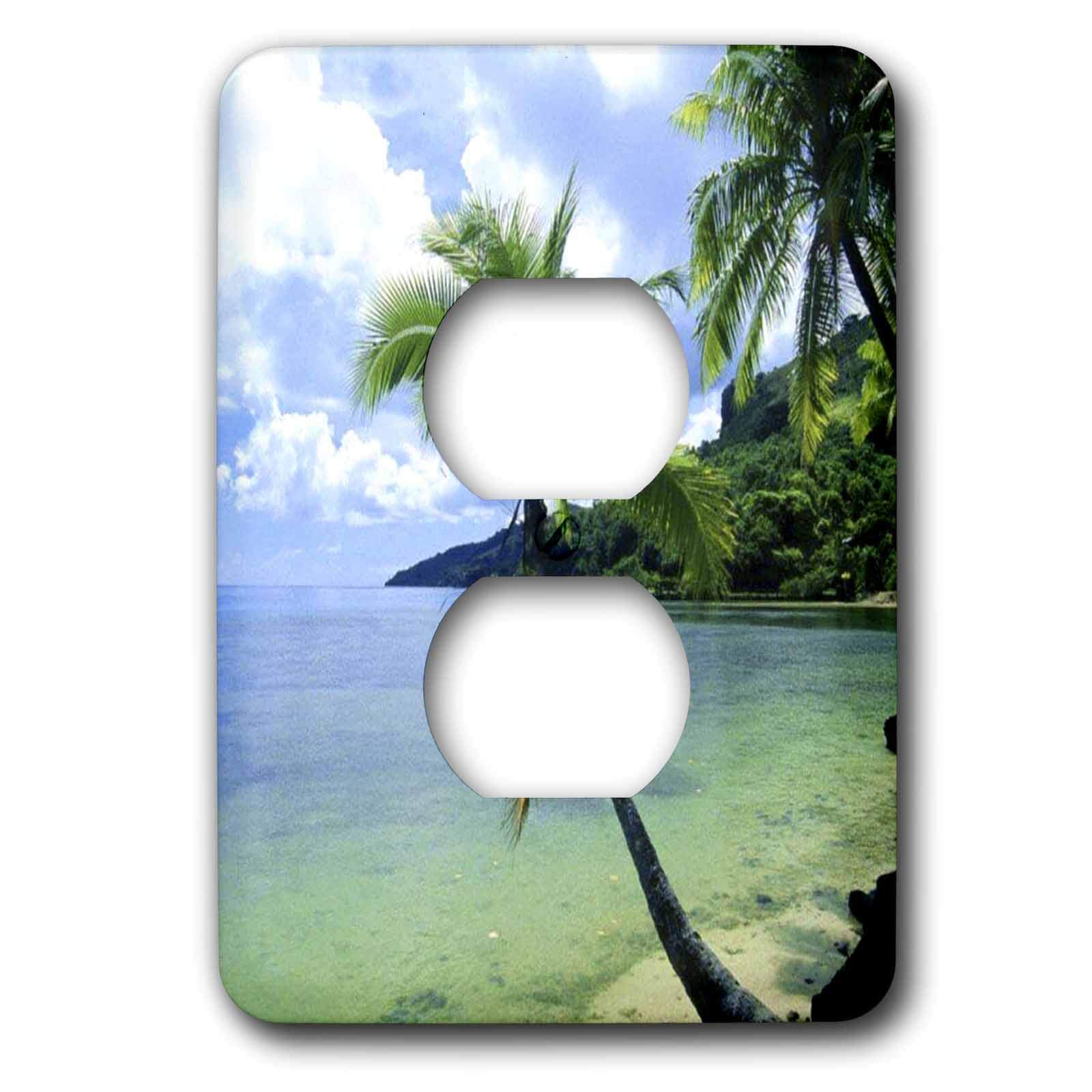 Obturateur 2-plug pour masquer les prises vides avec le décor Paradis tropical