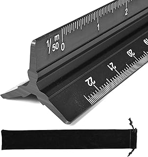 Metal Scale Ruler,30cm Triangular Scale Rulers for Architects Engineers, Metric Ruler for 1:20, 1:25, 1:50, 1:75, 1:100, 1:125