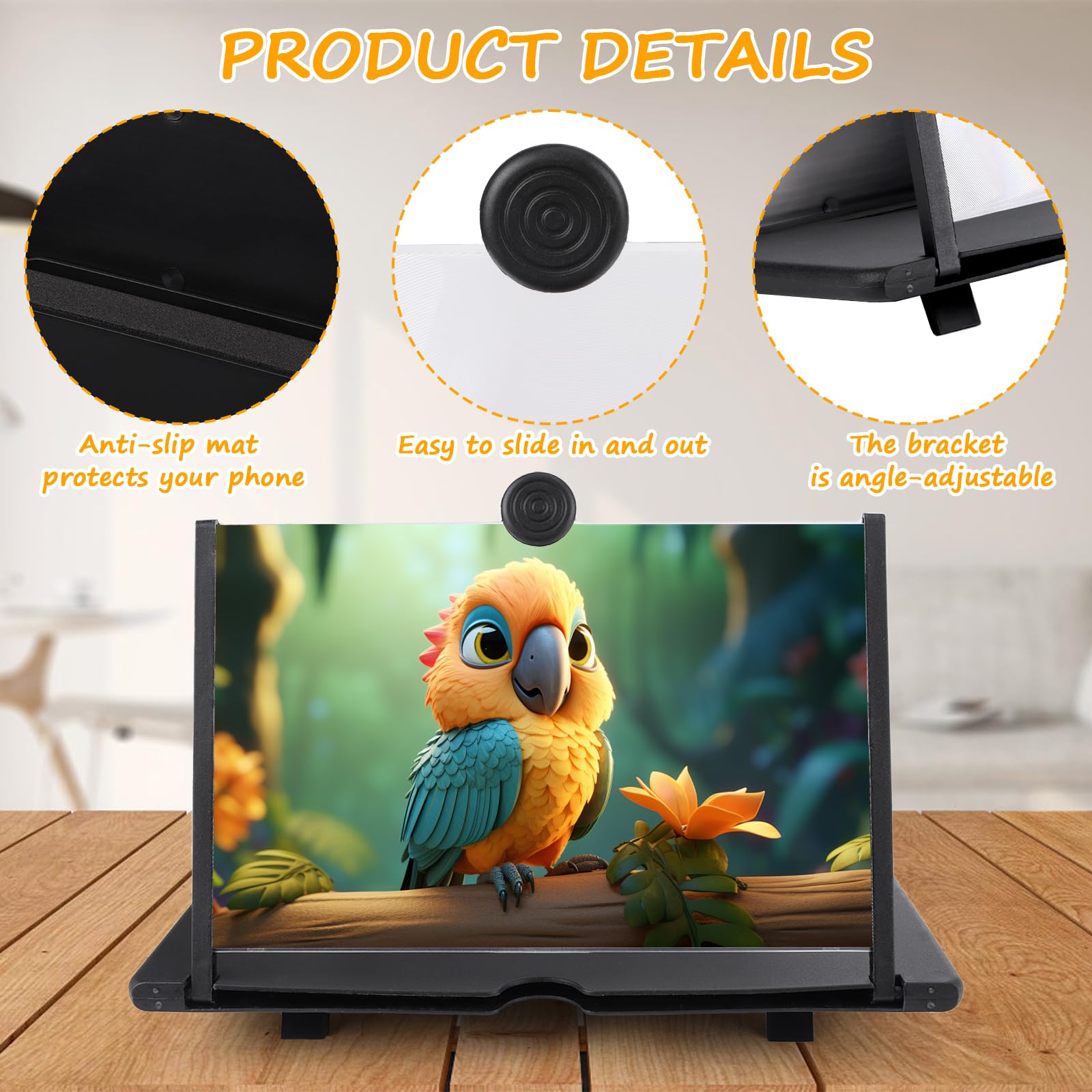 Amplificatore schermo cellulare, Lente Ingrandimento Smartphone 12" HD Schermo Ingranditore pieghevole Lente d'ingrandimento per tutti gli smartphone per la visione di video