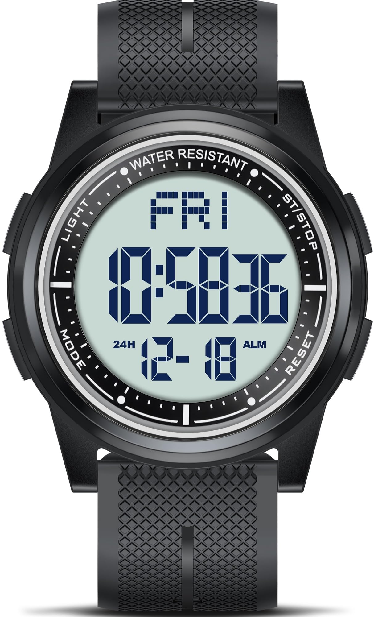 Digital Watch Waterproof with Stopwatch Alarm Countdown Dual Time, Ultra-Thin Super Wide-Angle Display Digital Wrist Watches for Men Women