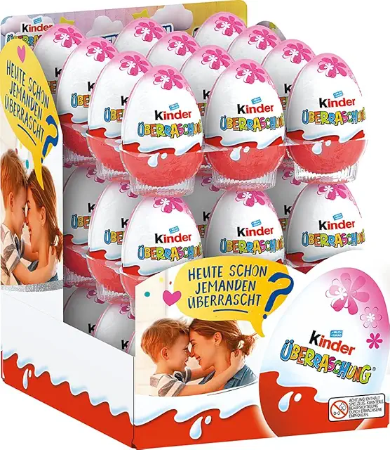 Kinder Überraschung Rosa Ei – 36 Ü-Eier mit Schokolade & Spielzeug – Ü-Eier Figuren 90er Wert