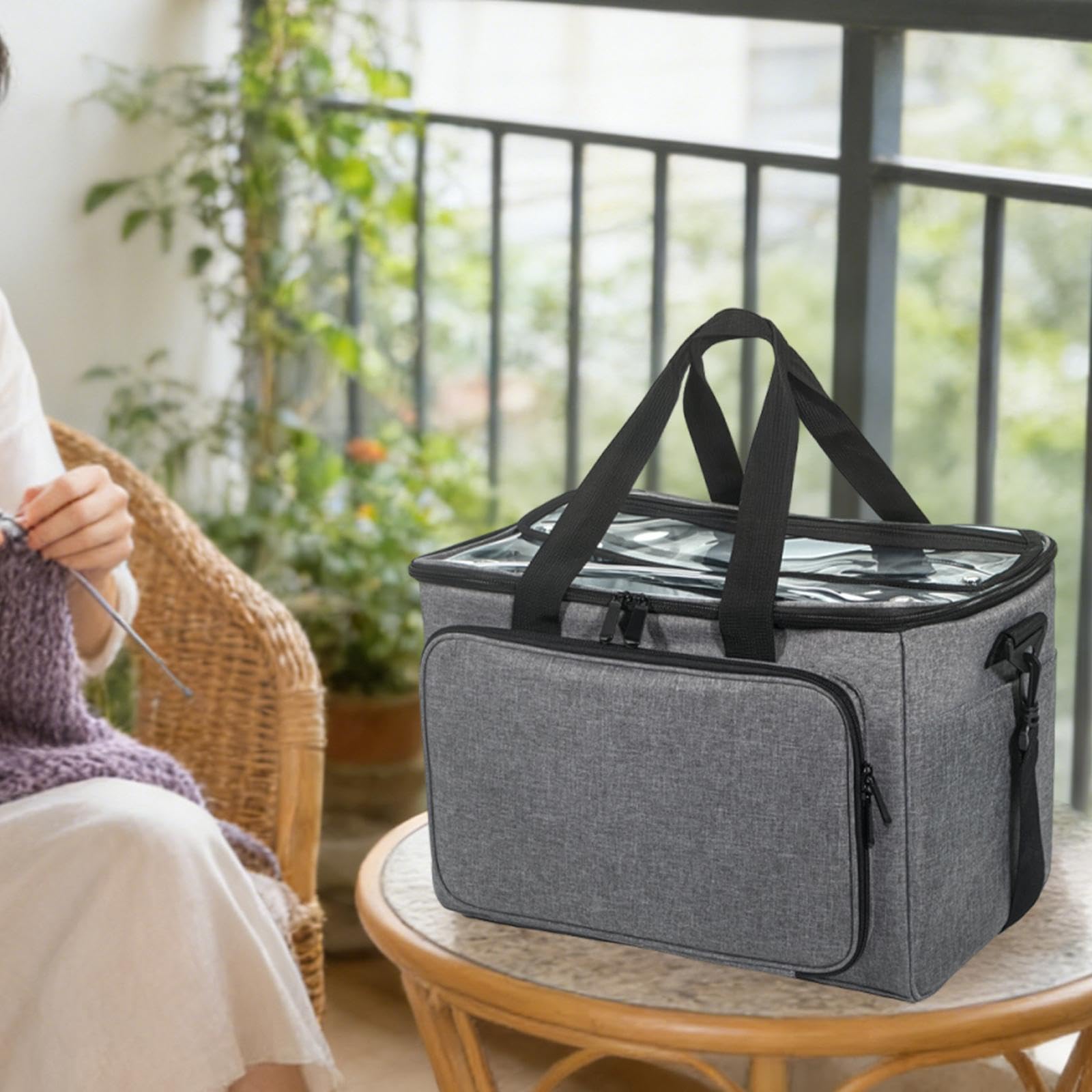 predolo Bolsa para Tejer, Bolsa para Hilo, versátil Estuche para Guardar Hilo, Ideal para proyectos sin terminar, Suministros de Costura, Accesorios y, Gris
