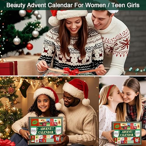 Miniatura 3 de Calendario de Adviento de maquillaje 2024, kit de regalo de maquillaje sorpresa de Navidad de DE'LANCI para mujeres, calendario de cuenta regresiva