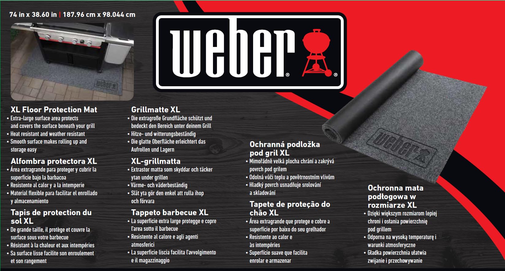 Weber Tapis de Protection XL pour Summit & Plancha 76 cm, Noir, Antidérapant