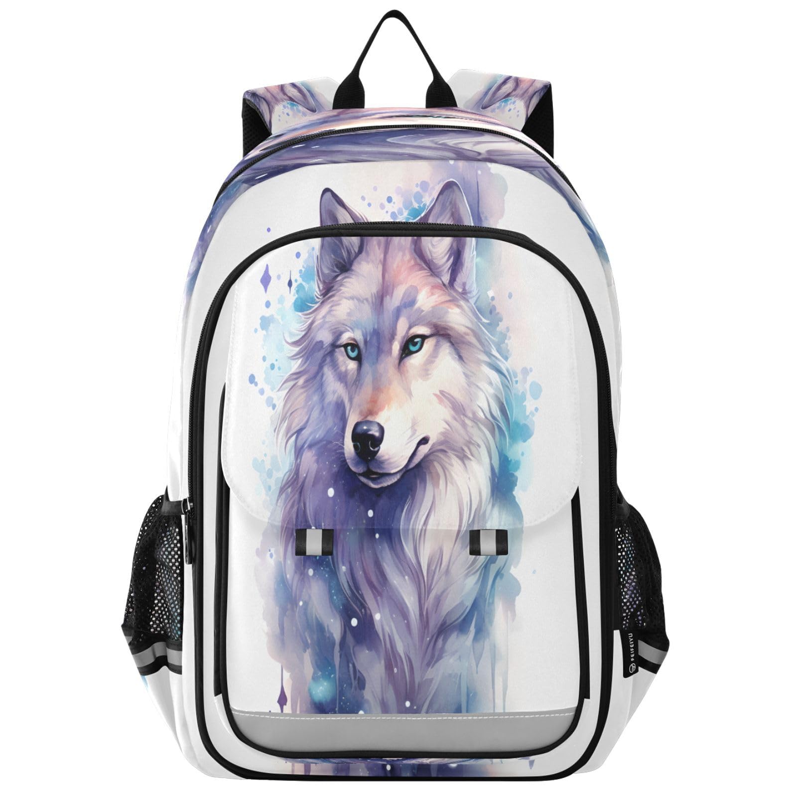 Sac à dos loup aquarelle ordinateur lycée cadeau idéal B308 - 8