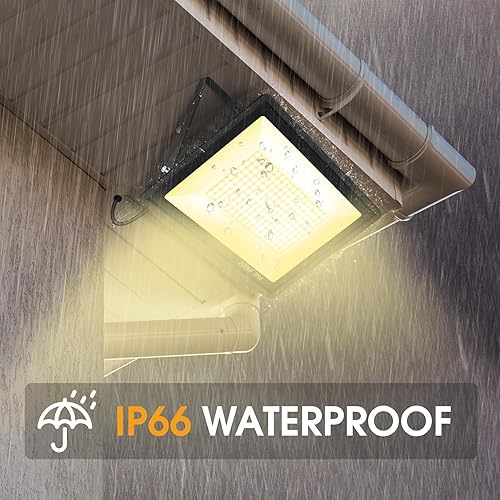 Miniatura 9 de Paquete de 2 luces de inundación LED de 150 W 3000 K para exteriores, blanco cálido, superbrillantes, luces de seguridad de 15500 lm con enchufe,