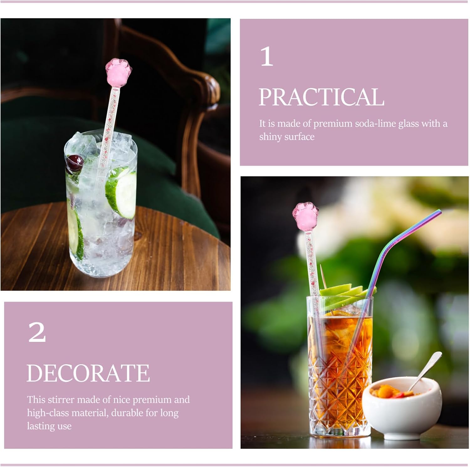 Cabilock Convenient Stirrer Ergonomic Portable Stirring Rod for Juice Cocktails and Beverages for Home Bar and Parties Cute Design Single Unit image 4