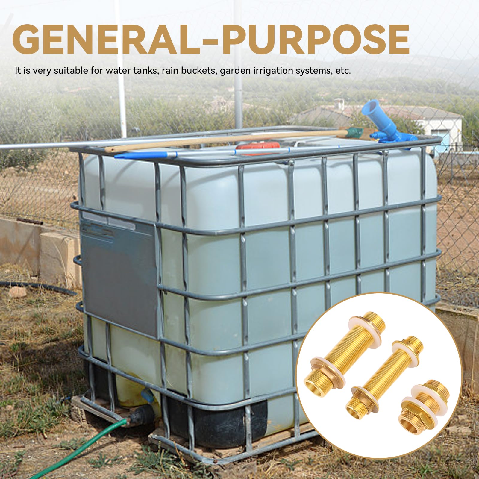 2 Stück Messing Schottverschraubung G3/4, Messing Tankdurchführung, Schlauchdurchführung mit Silikondichtung für Wassertank, Wasserturm, Wasserpumpe usw (D20,G3/4, 100MM)