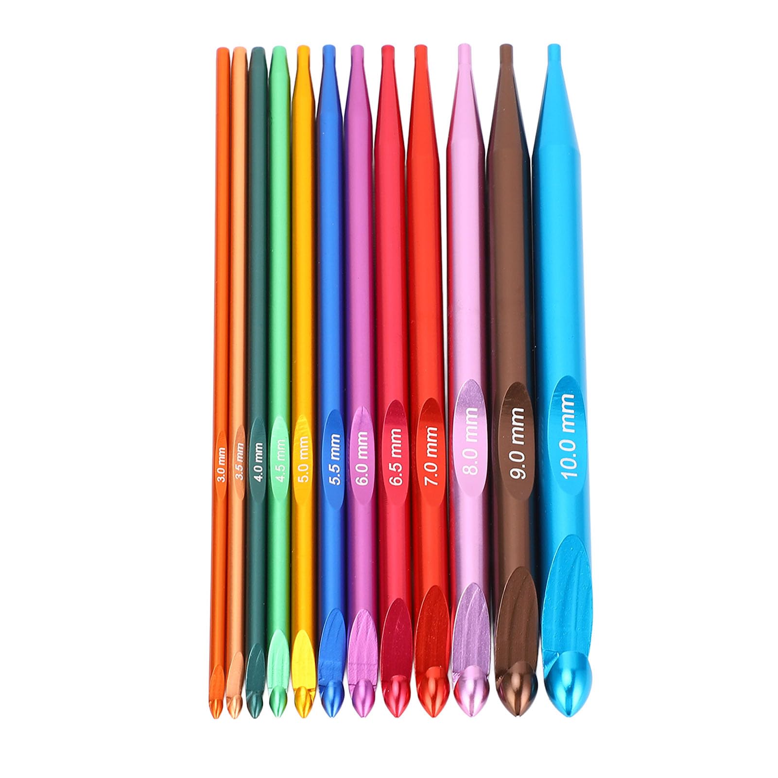 Set de ganchos de crochet tunecinos, ganchos de crochet intercambiables de aluminio colocados con cable de 12 piezas de 3 mm-10 mm con bolsa PU