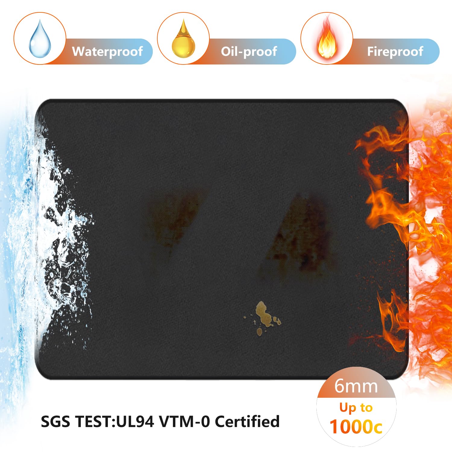 Tapis de Protection Tapis Barbecue Sol D'extérieur Tapis de Gril Anti Feu BBQ Tapis Réutilisable Facile à Nettoyer Étanche Tapis de Foyer pour Pelouse Patio