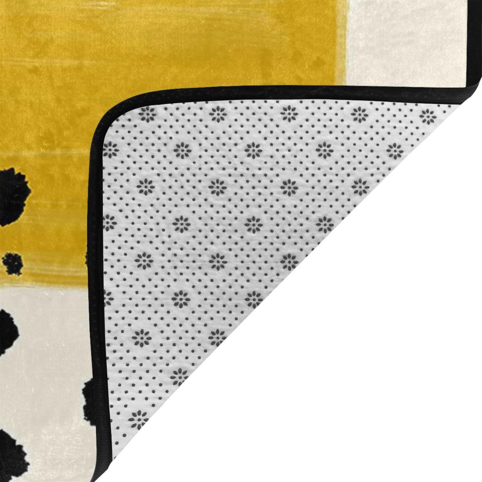 Tapis antidérapant doux jaune moutarde et noir, convient pour chambre à coucher, salon, balcon et bureau. Il existe de nombreuses tailles.