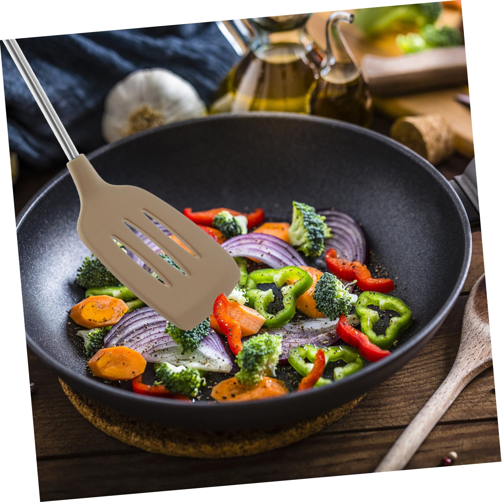 Amosfun 3 Pz Set Di Utensili Da Cucina in Silicone Spatola Per Friggere Riutilizzabile Spatola Wok Multifunzione Spatola Da Cucina Portatile Spatola Riutilizzabile Gel Di Silice