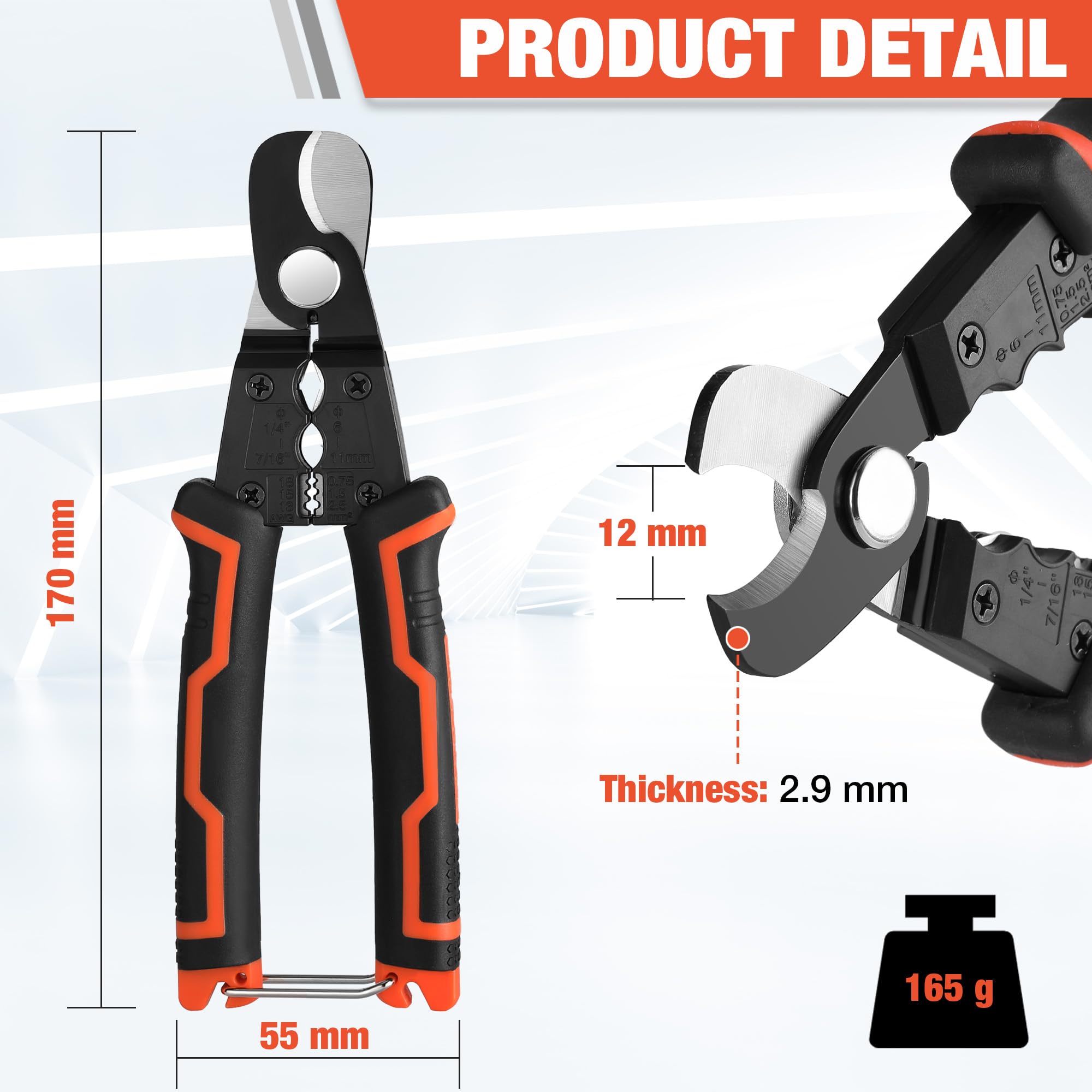 ValueMax 180 mm Cable Cutter Pliers, 4-in-1 Multi-Function Wire Cutter with Safety Lock, Ergonomic Handle - Image 3