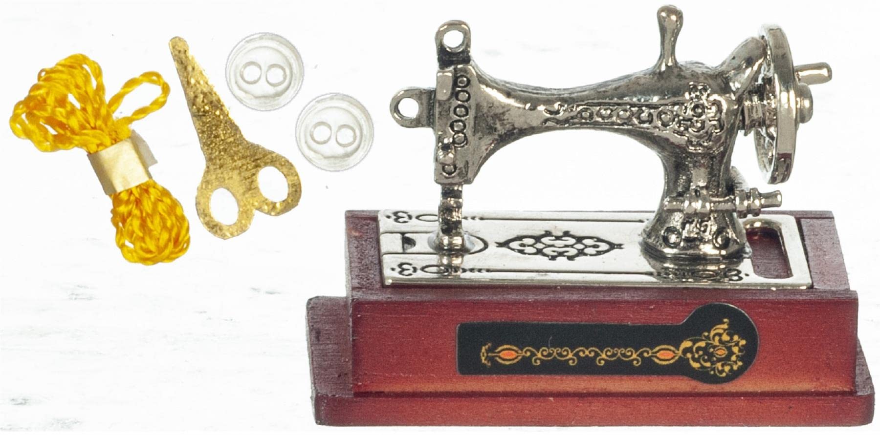 Melody Jane Casa delle bambole Old Fashioned argento macchina da cucire set accessori miniatura 1:12