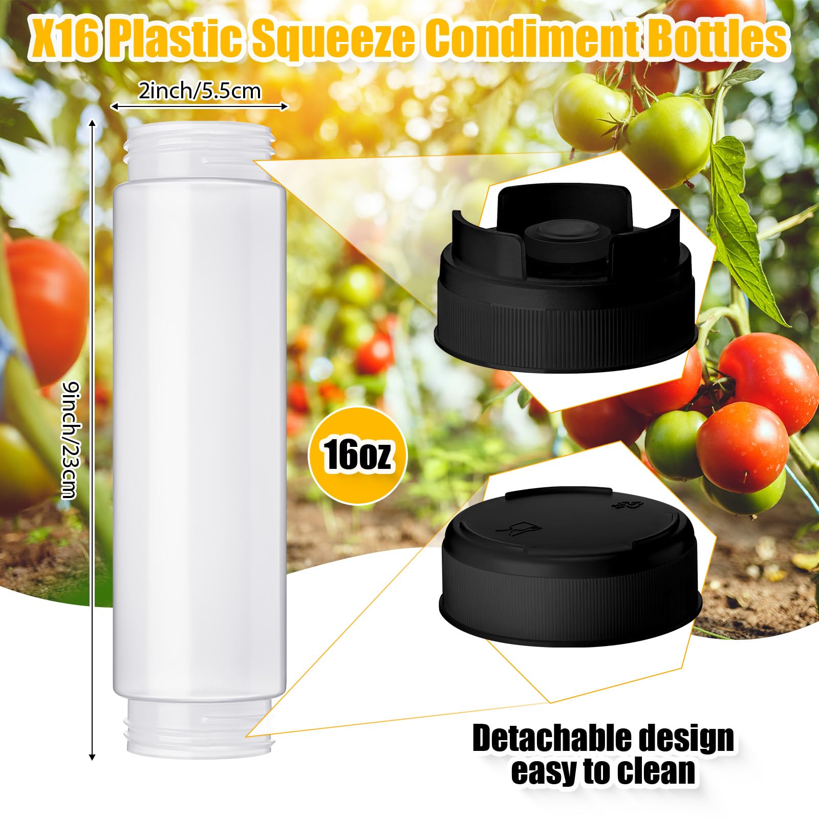 Amazon.co.jp: Roshtia 逆さプラスチックスクイズボトル 16オンス