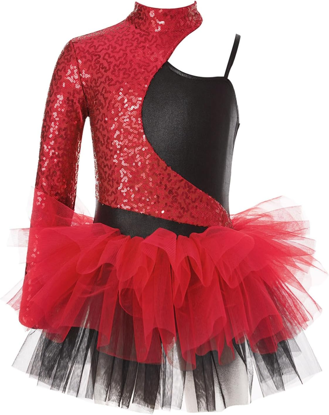 Kids Girls Hip Hop Jazz Dance Costume Sequins Ballet Tutu Dress Sparkly Dance Leotards 6-16 Years