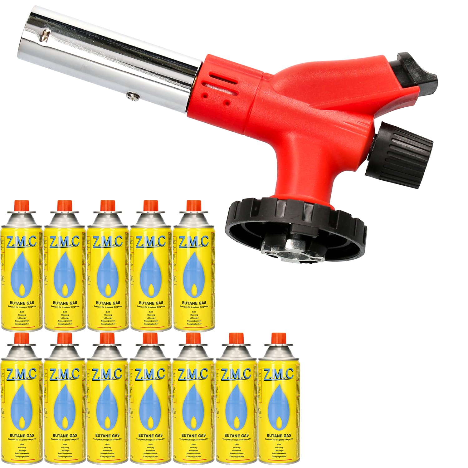 Z.M.C Gasbrander 1,0 KW 12 Gaspatronen 227 G, Flambeerbrander Tot 1300 C Bunsenbrander Soldeerbrander Keukenbrander Met Instelbare Vlam Branderopzetstuk 2297652995