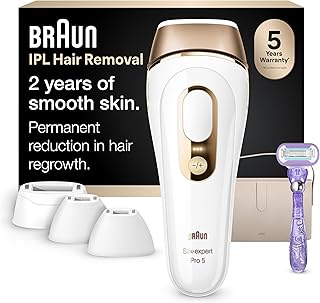 Braun IPL, Silk·Expert Pro 5, IPL Hair Removal for Women and Men, Permanent Laser Hair Reduction At-Home, 4 Heads, IPL5347 GreenCircle Certified: Certified Energy Savings