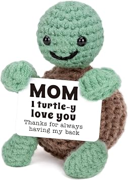 Mini Funny Turtle Mom Birthday Gifts from Daughter Son, Gifts for Christmas New Bonus Step Mom Mama Mother in Law, I Love You Small Cute Stuff Things, Handmade Turtle for Stocking Stuffer Mothers Day